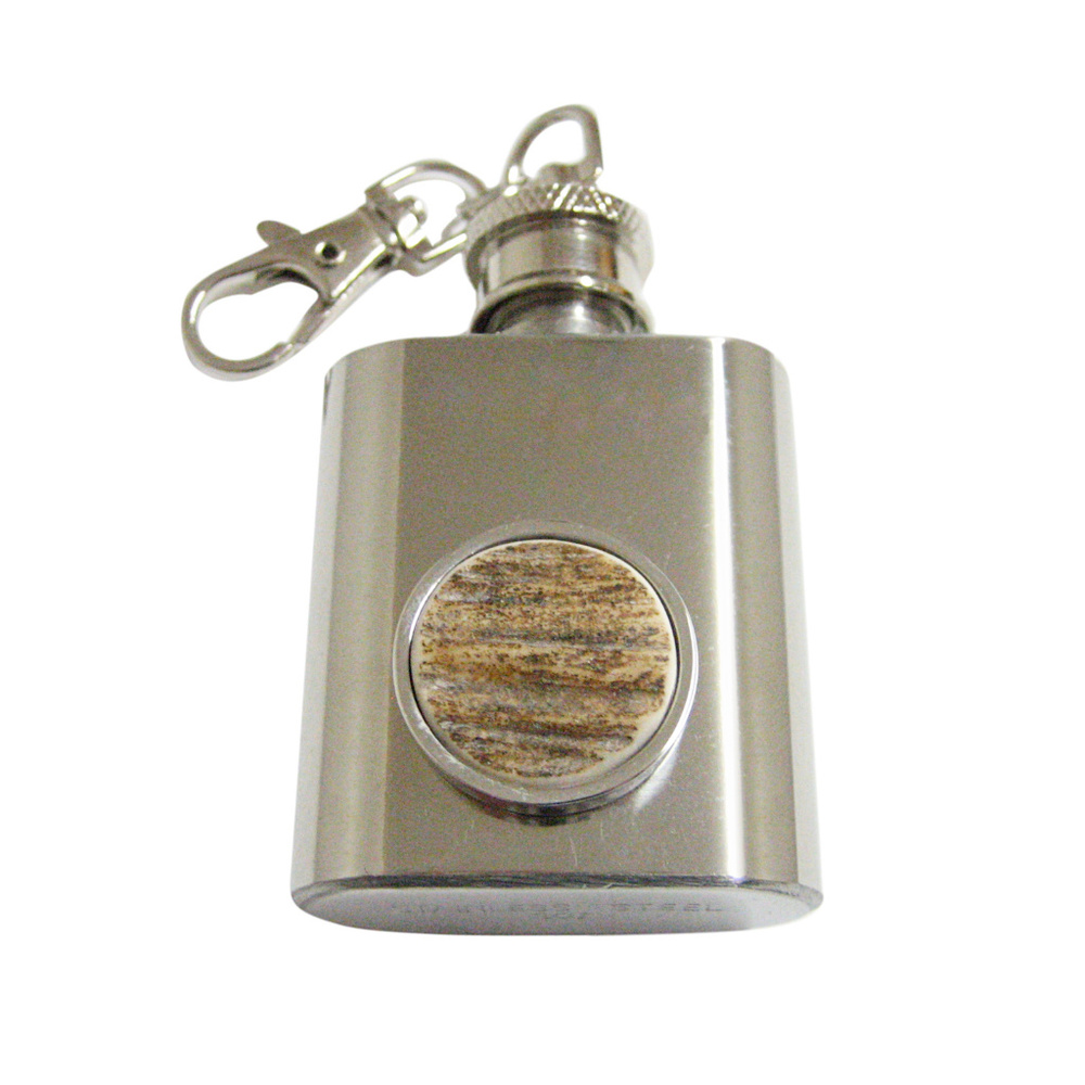 Round Deer Antler 1oz Keychain Flask